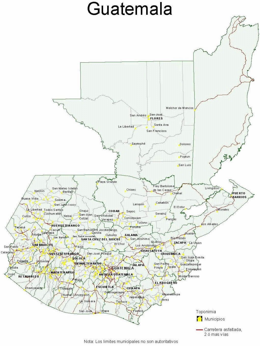 municipalities karte von guatemala