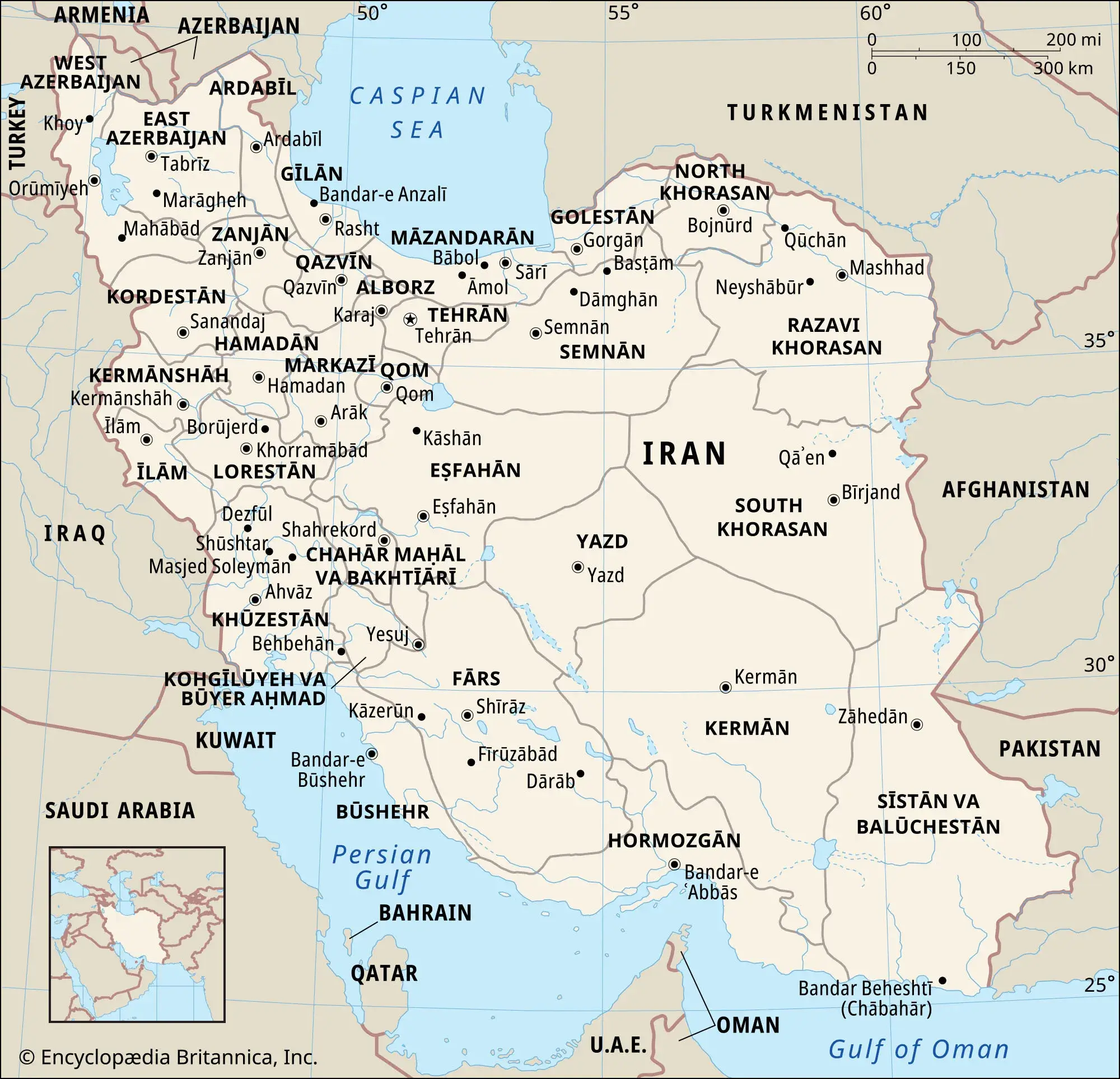 Hochauflösende Karte der iranischen Provinzen