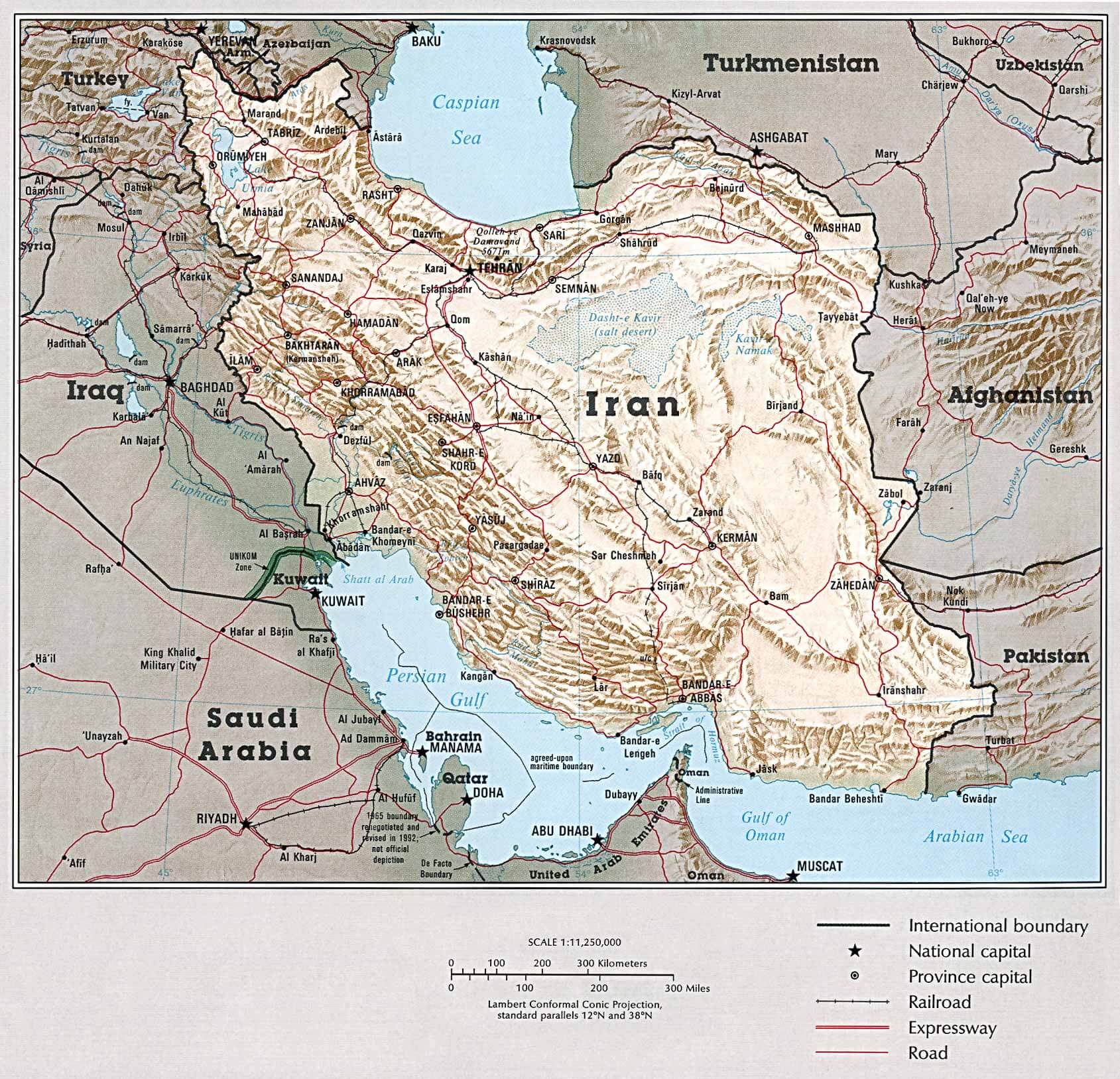 iran physikalisch karte