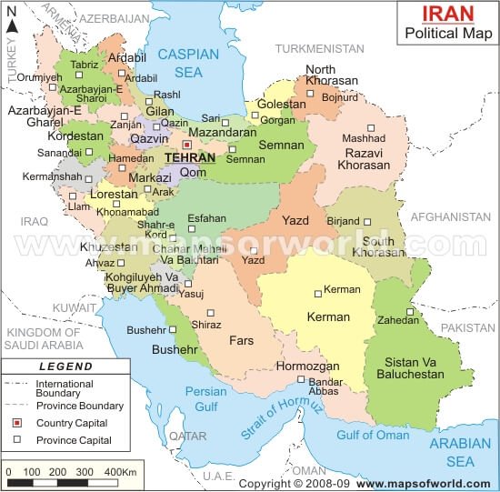 iran politisch karte