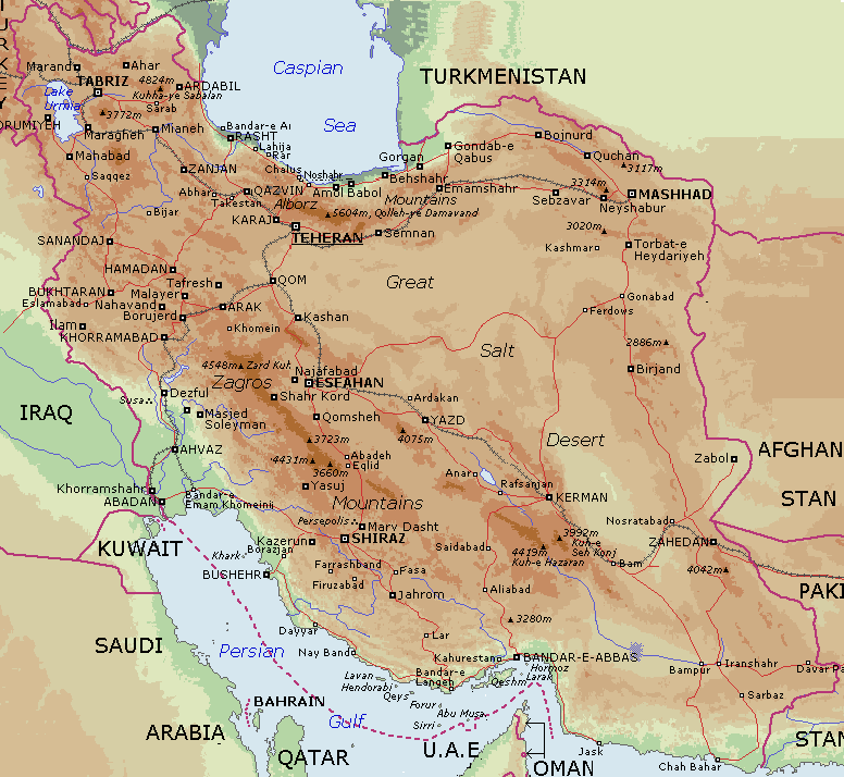 physikalisch karte iran