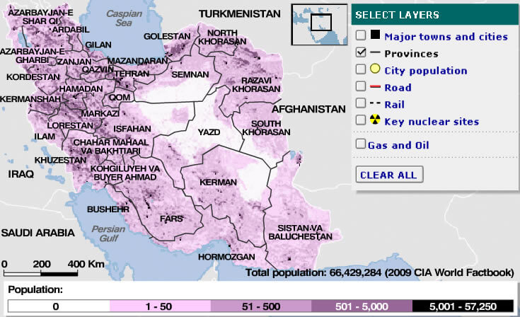 provinzen karte von iran