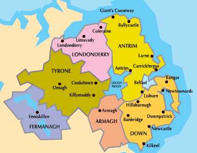 nordlich irland provinzen karte Belfast