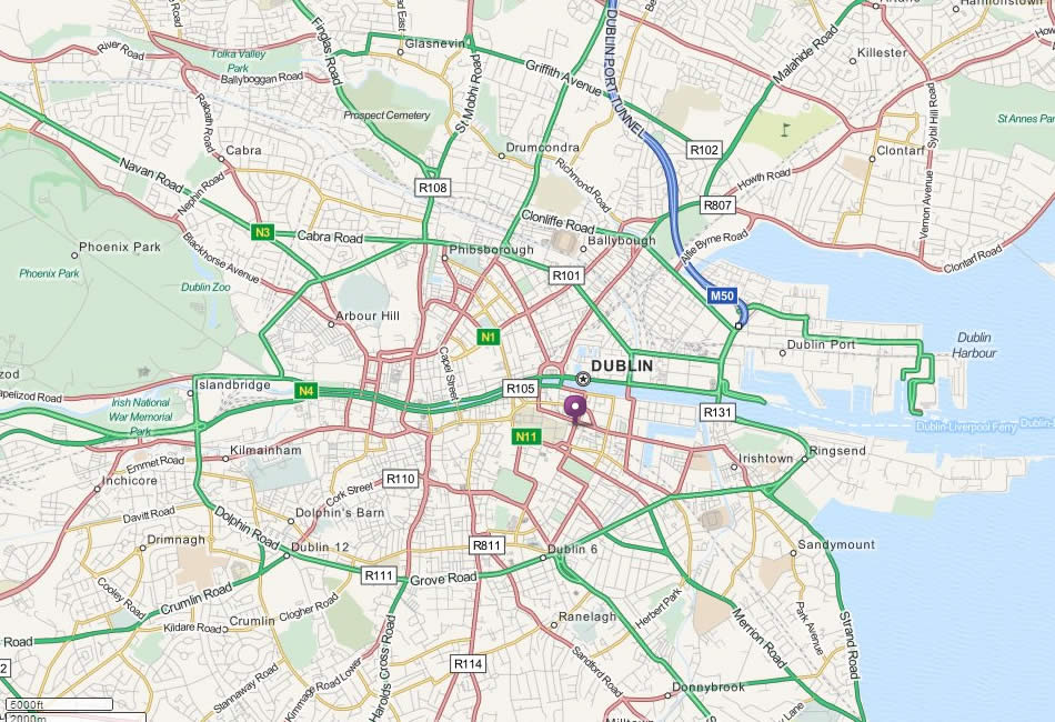 stadt center karte von Dublin