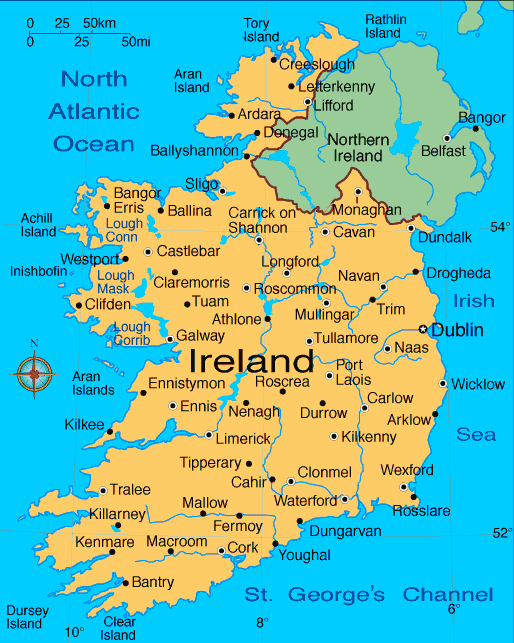 irland stadte karte