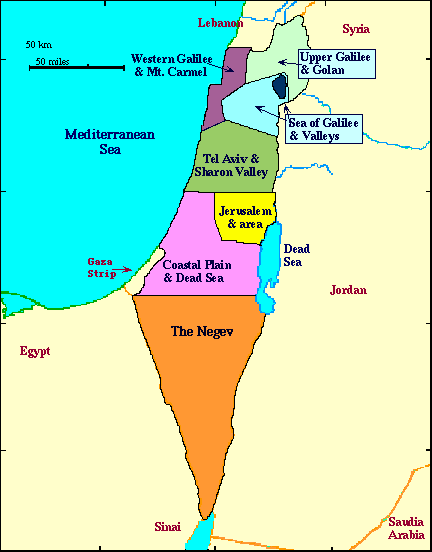 israel regionen karte