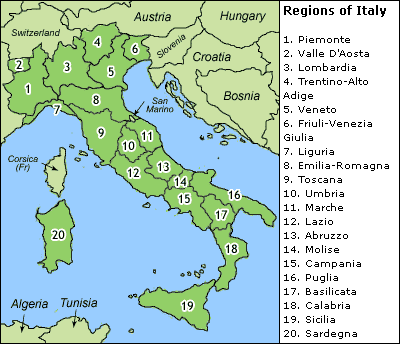 italien regionen karte