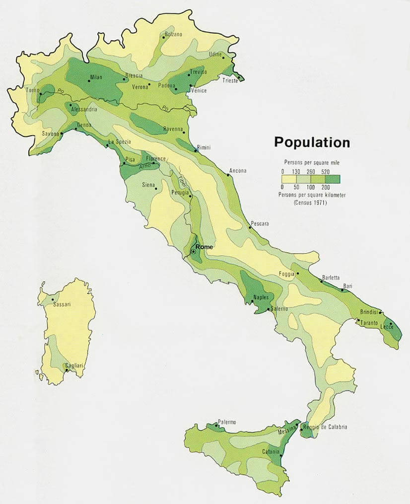 italien bevolkerung karte