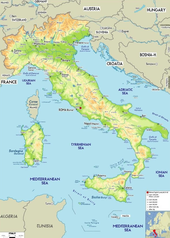 physikalisch karte italien