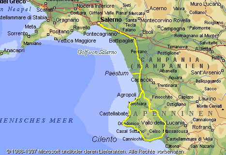 Salerno regionen karte
