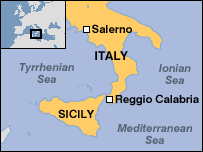 sicily italien Salerno karte