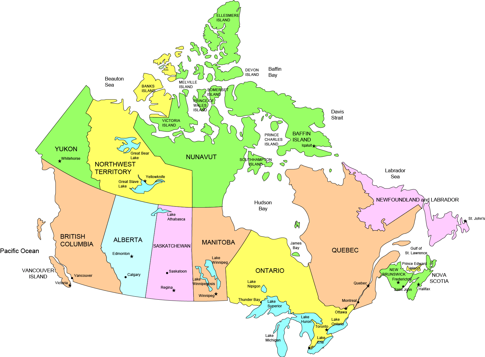karte von kanada politisch