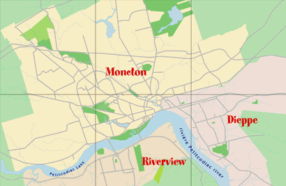 Moncton region karte