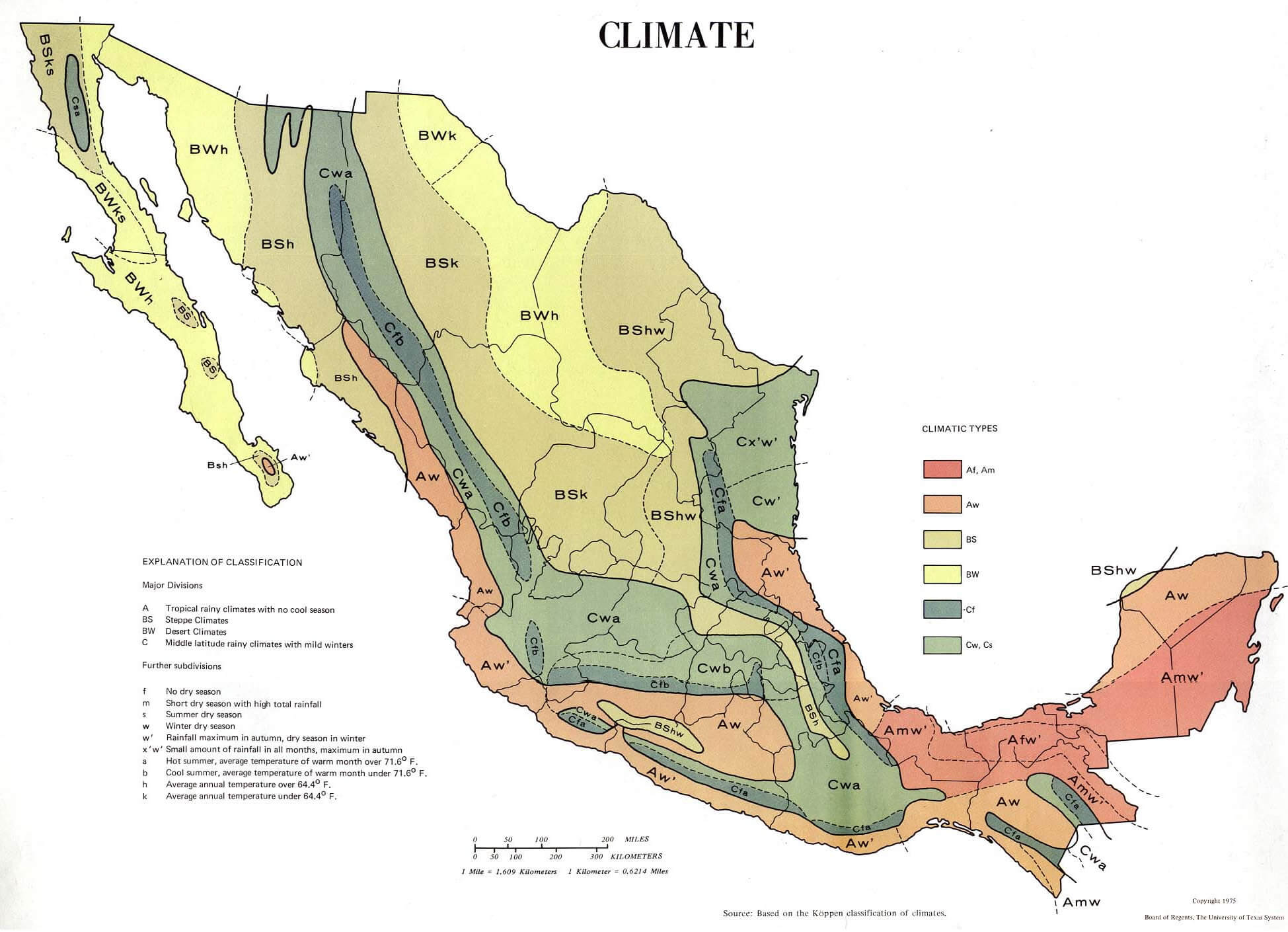 mexiko klima karte