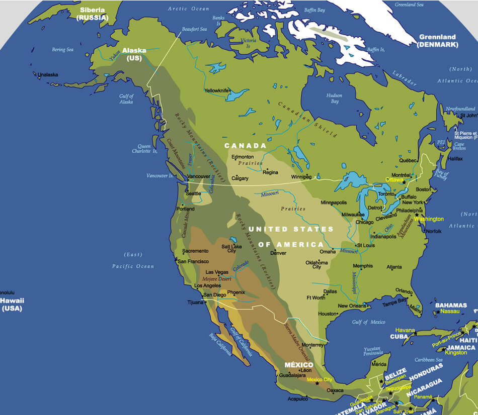 karte von nordlich amerika