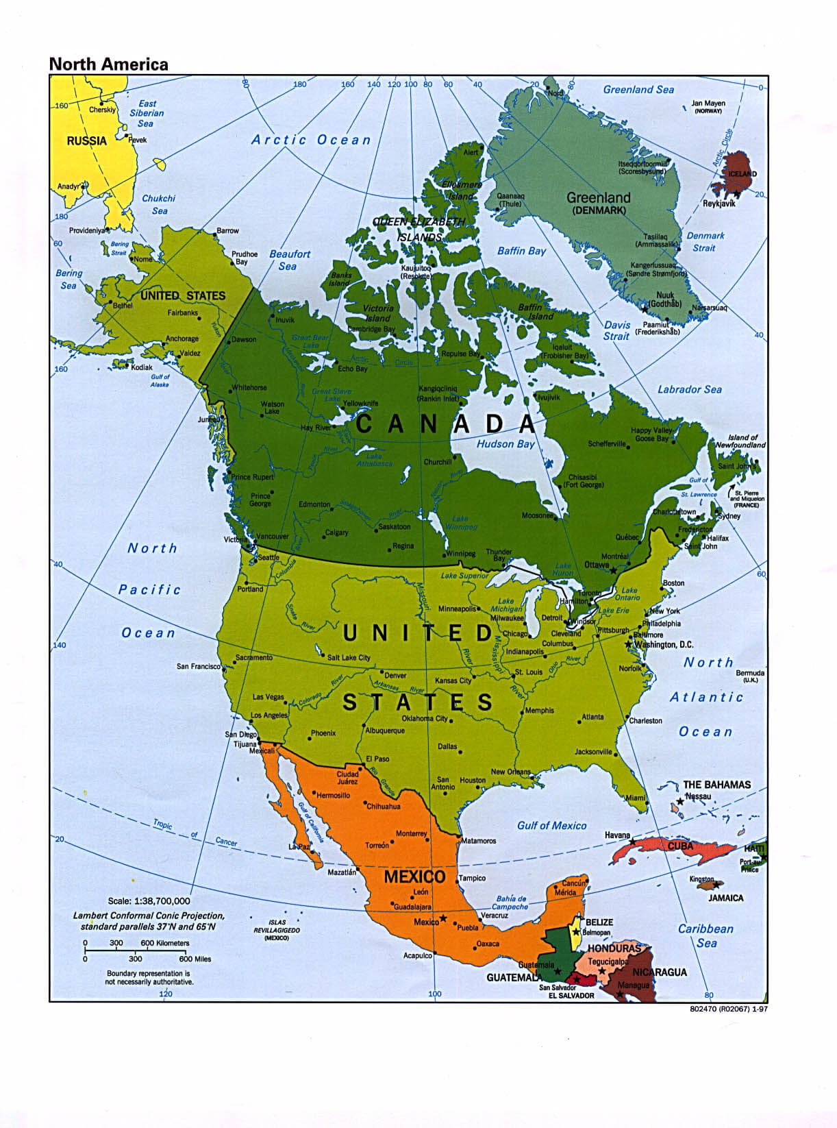 nordlich amerika karte lander