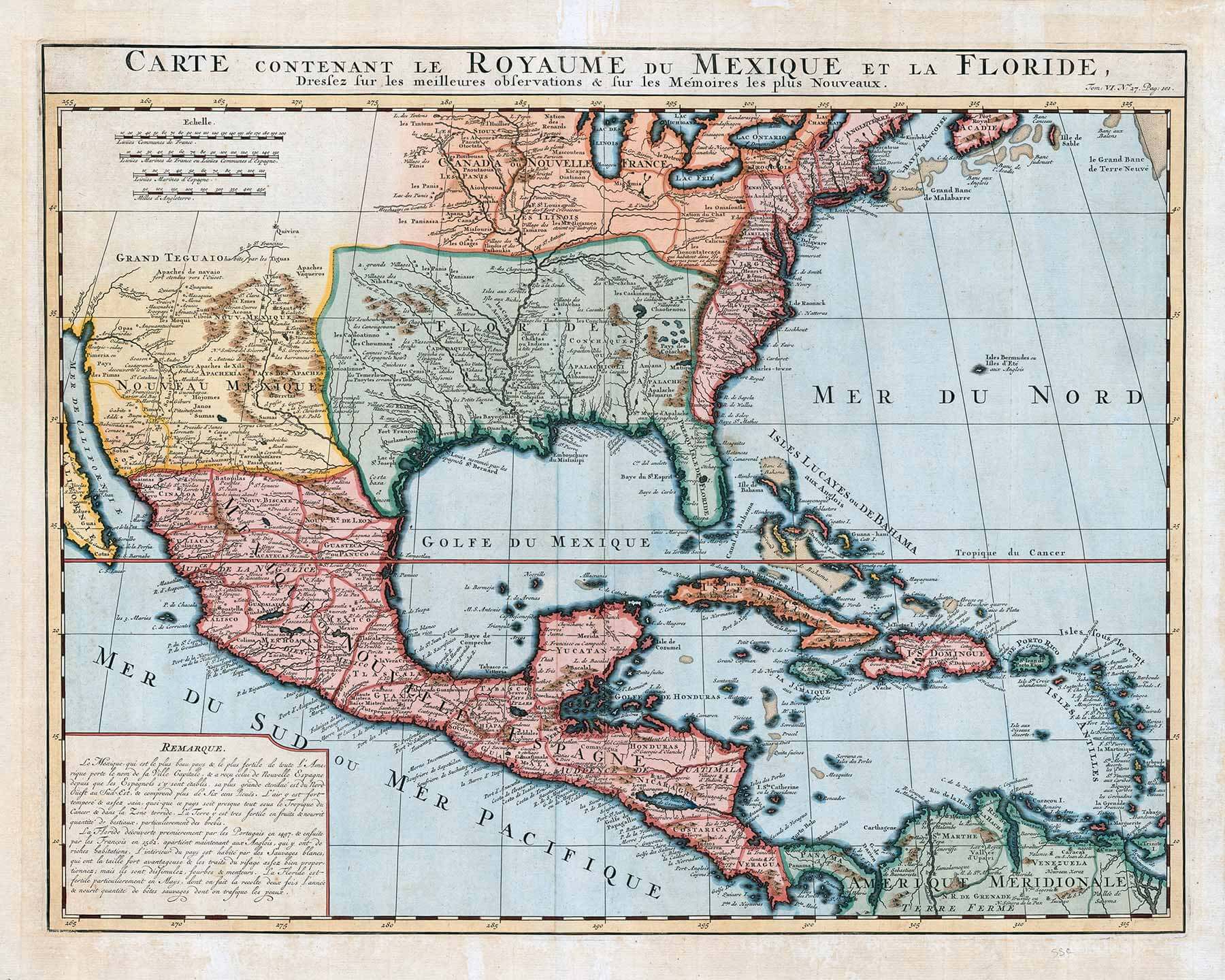 Historische Karte vom Golf von Amerika – 1732