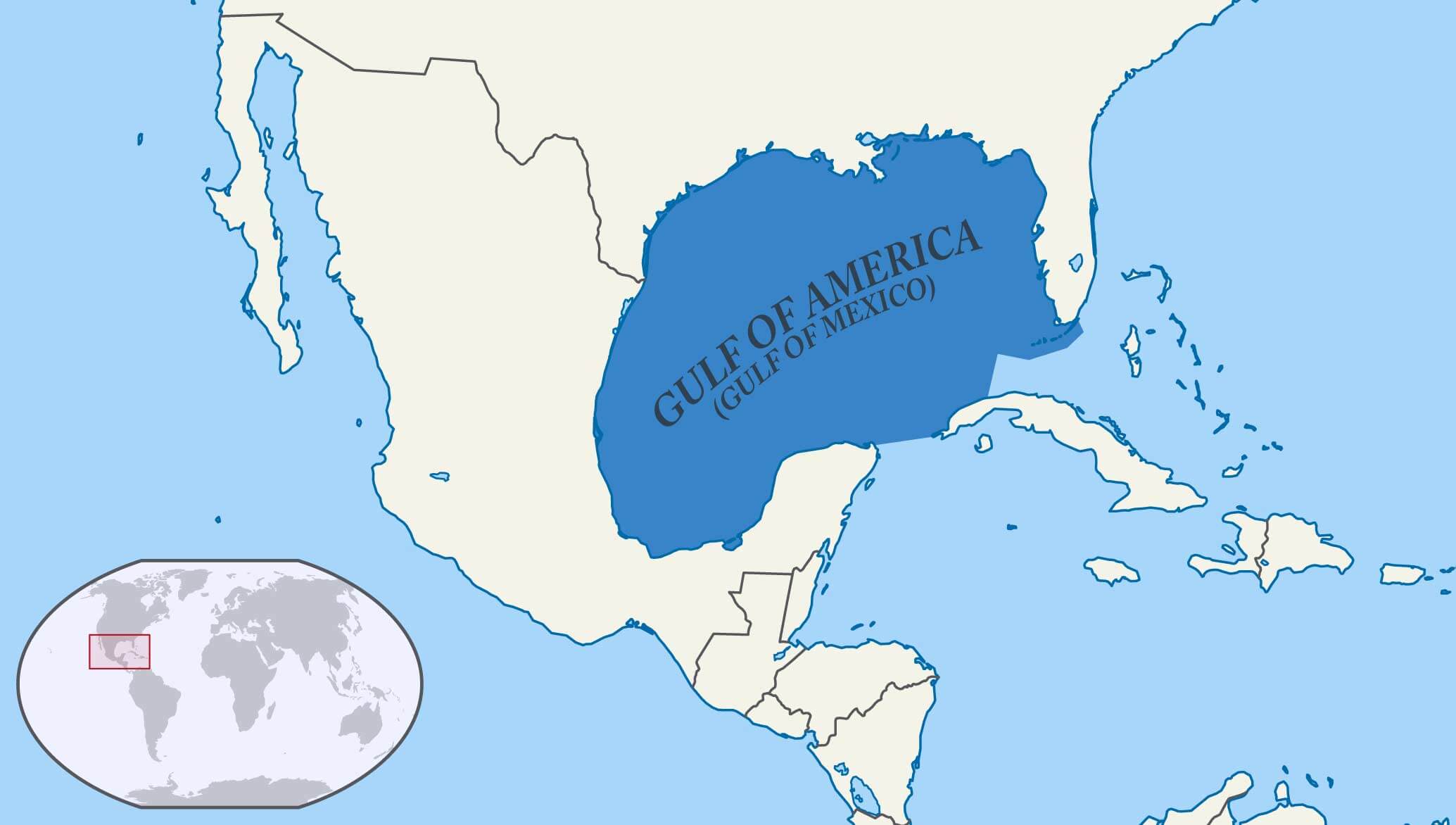 Lagekarte vom Golf von Amerika mit Regionen