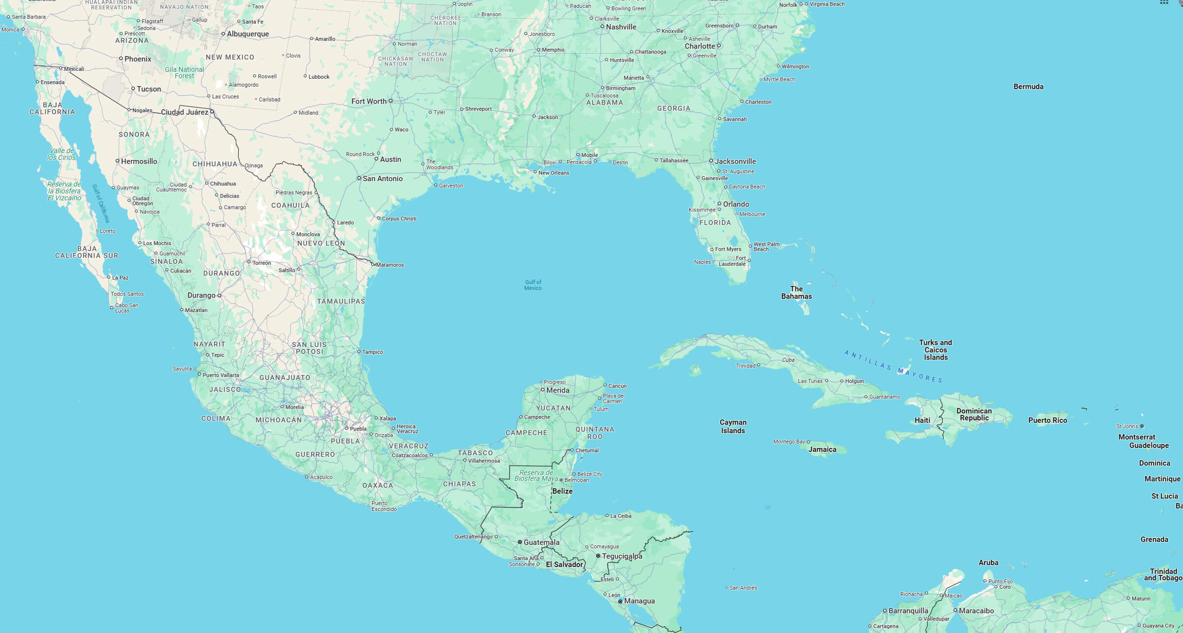 Politische Karte – USA, Mexiko und Golf von Mexiko