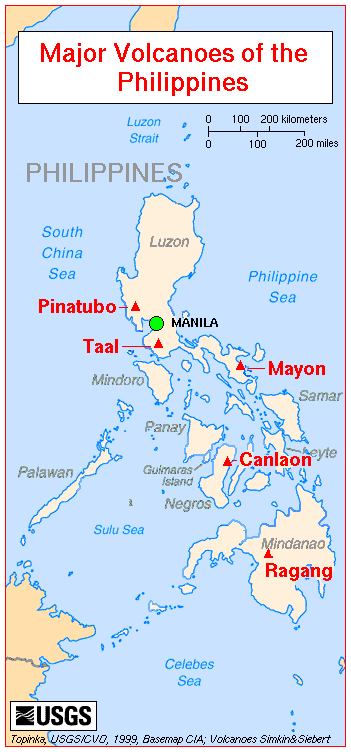 karte von philippinen vulkanes