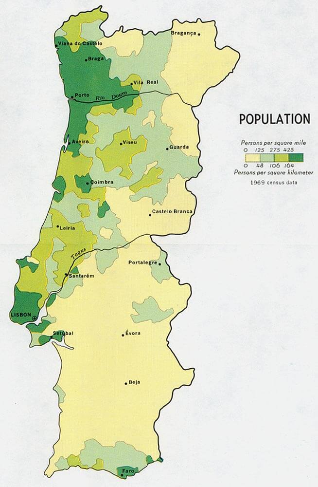 portugal bevolkerung karte 1972