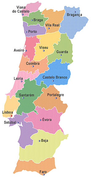 portugal bezirke karte