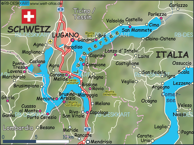 Lugano regional karte
