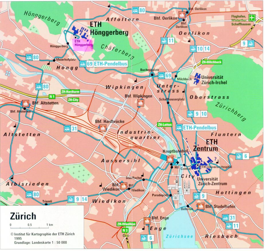 Zurich stadt karte