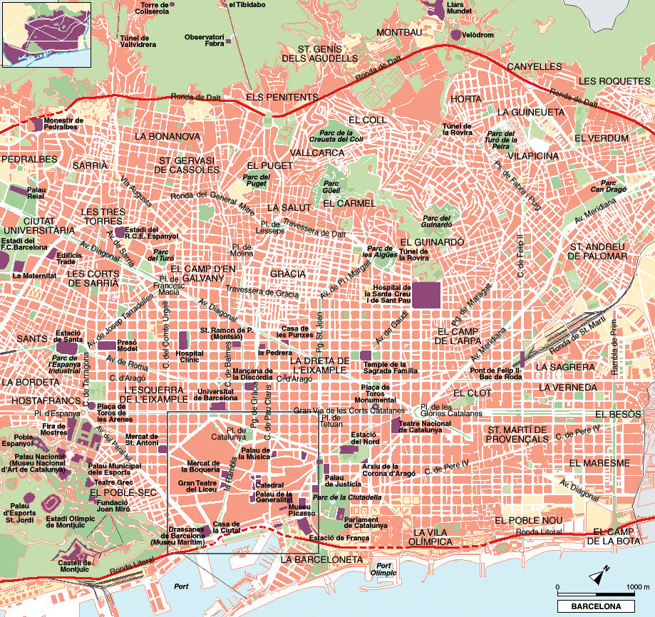 Barcelona Tourist karte