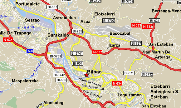 Bilbao regionen karte