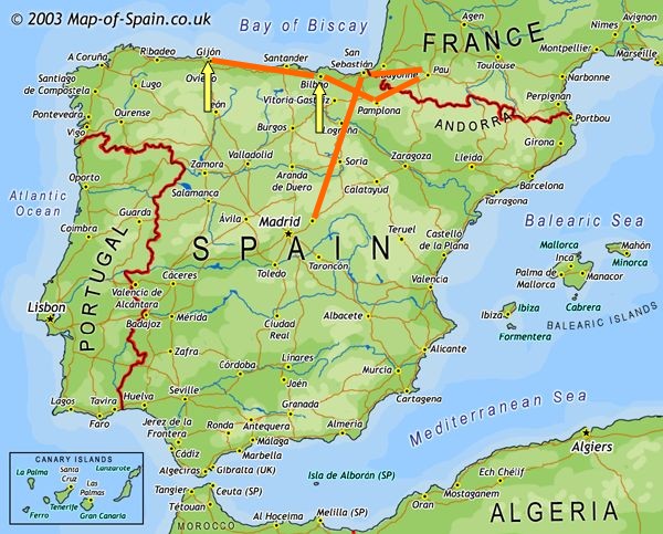 spanien physikalisch karte Gijon