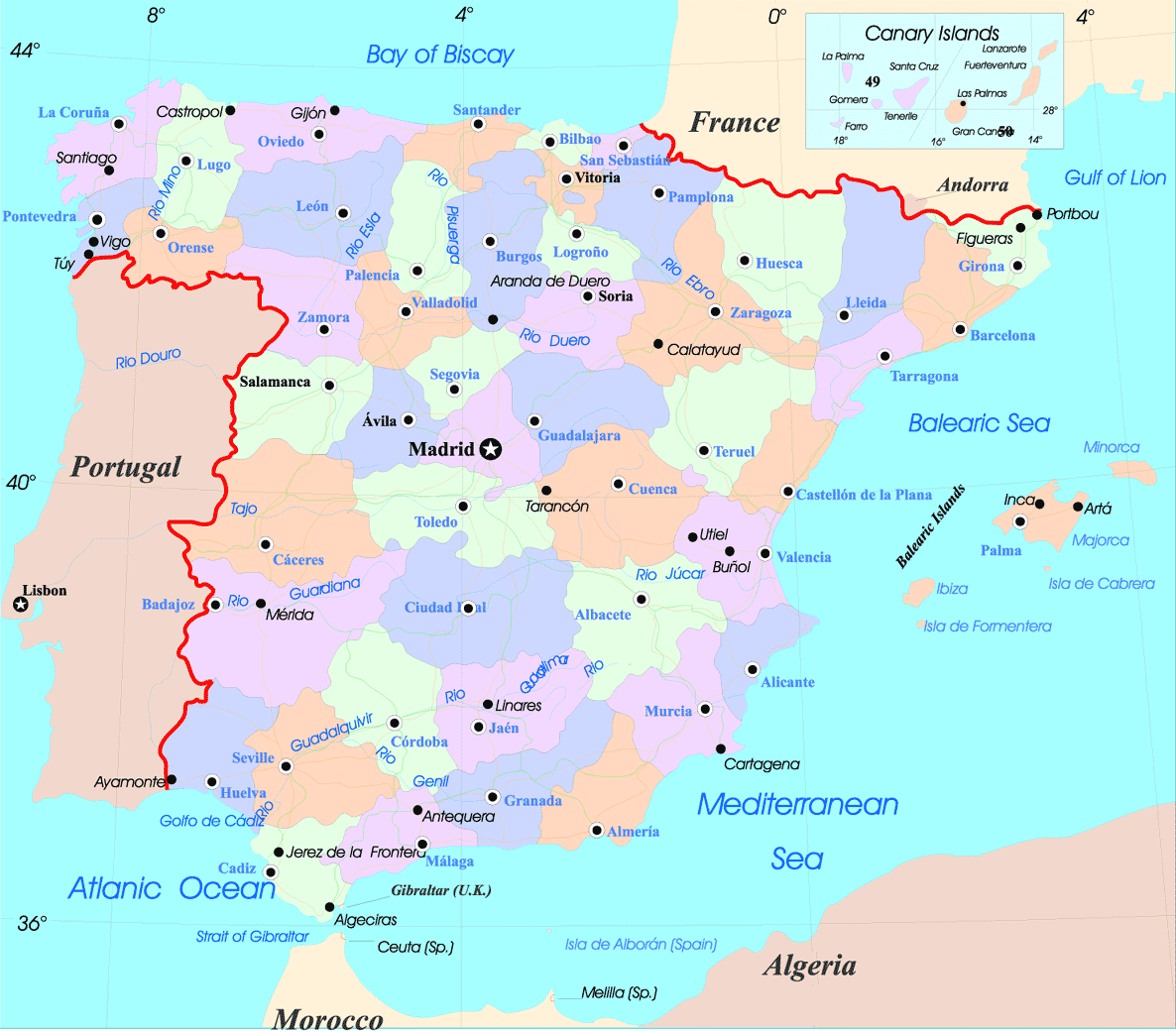 karte spanien
