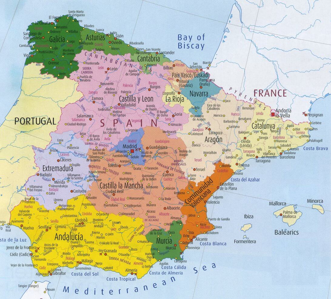 physikalisch karte von spanien