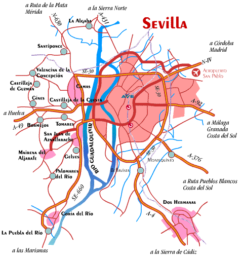 Sevilla stadt karte