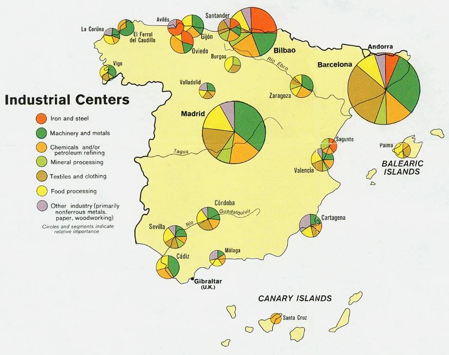 spanien industrie karte