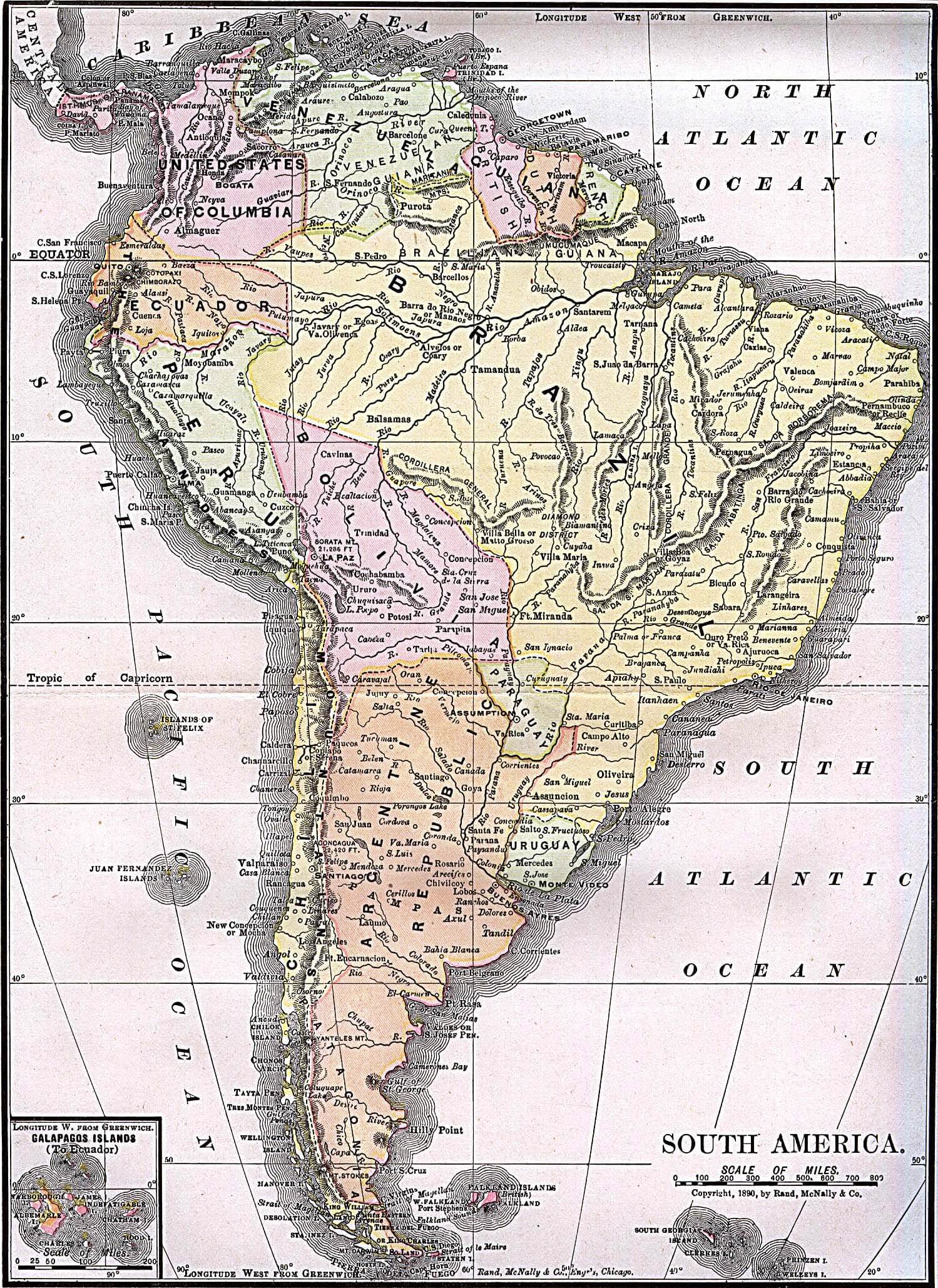 sudamerika historisch karte 1892