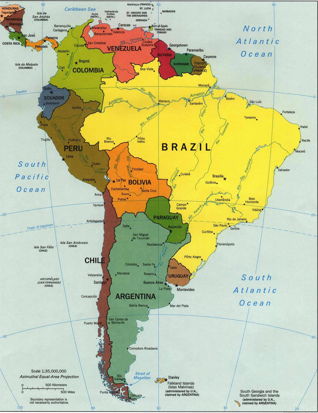 Sudamerika Politisch Karte