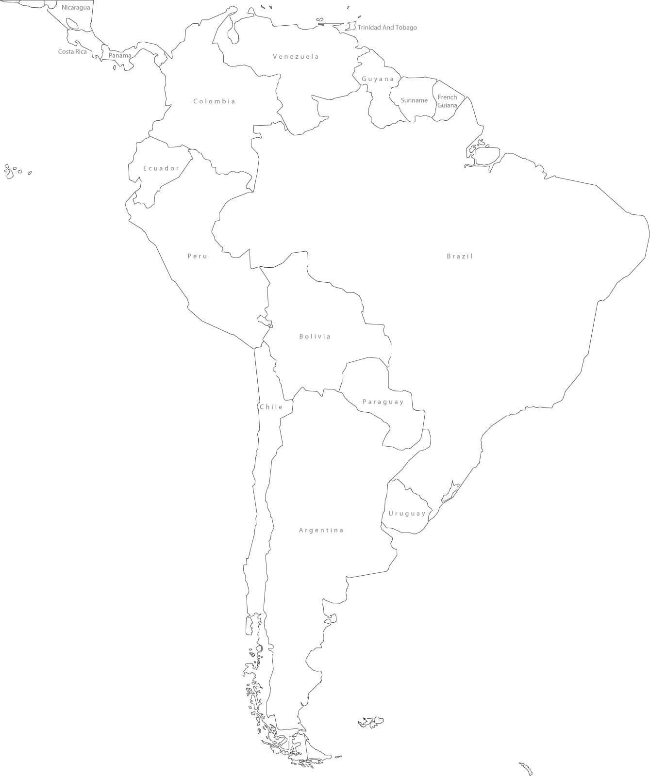 sudamerika politisch skizzieren karte