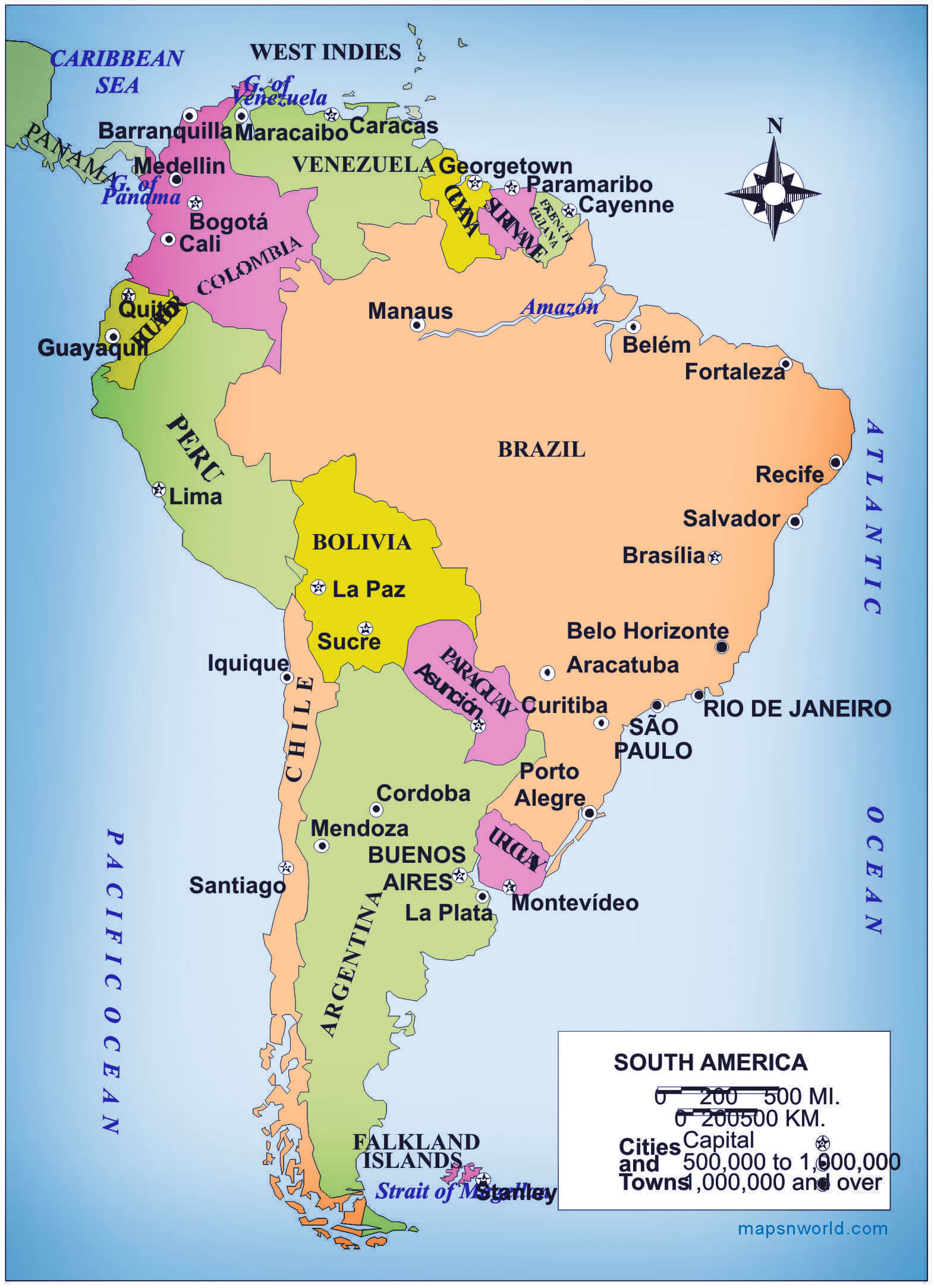 sudamerika stadte karte
