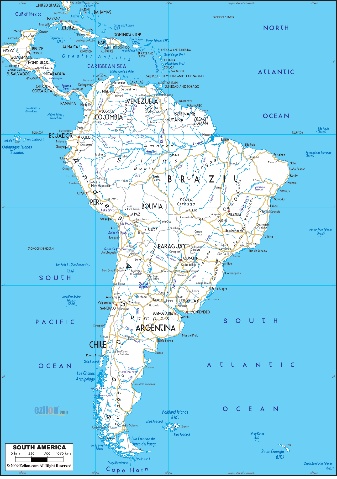 sudamerika strase karte