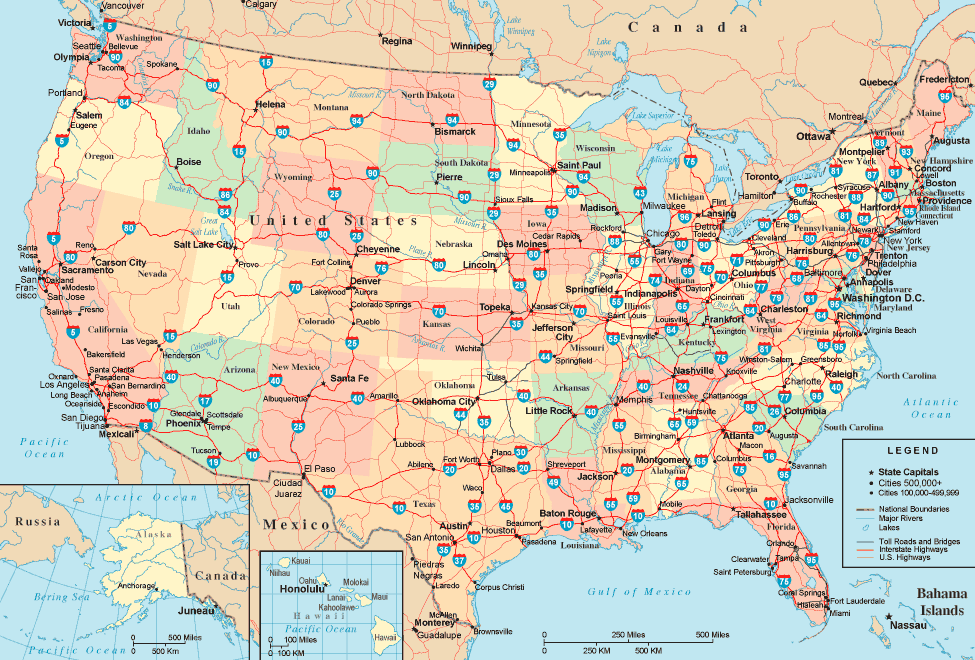 Vereinigte Staaten autobahn karte