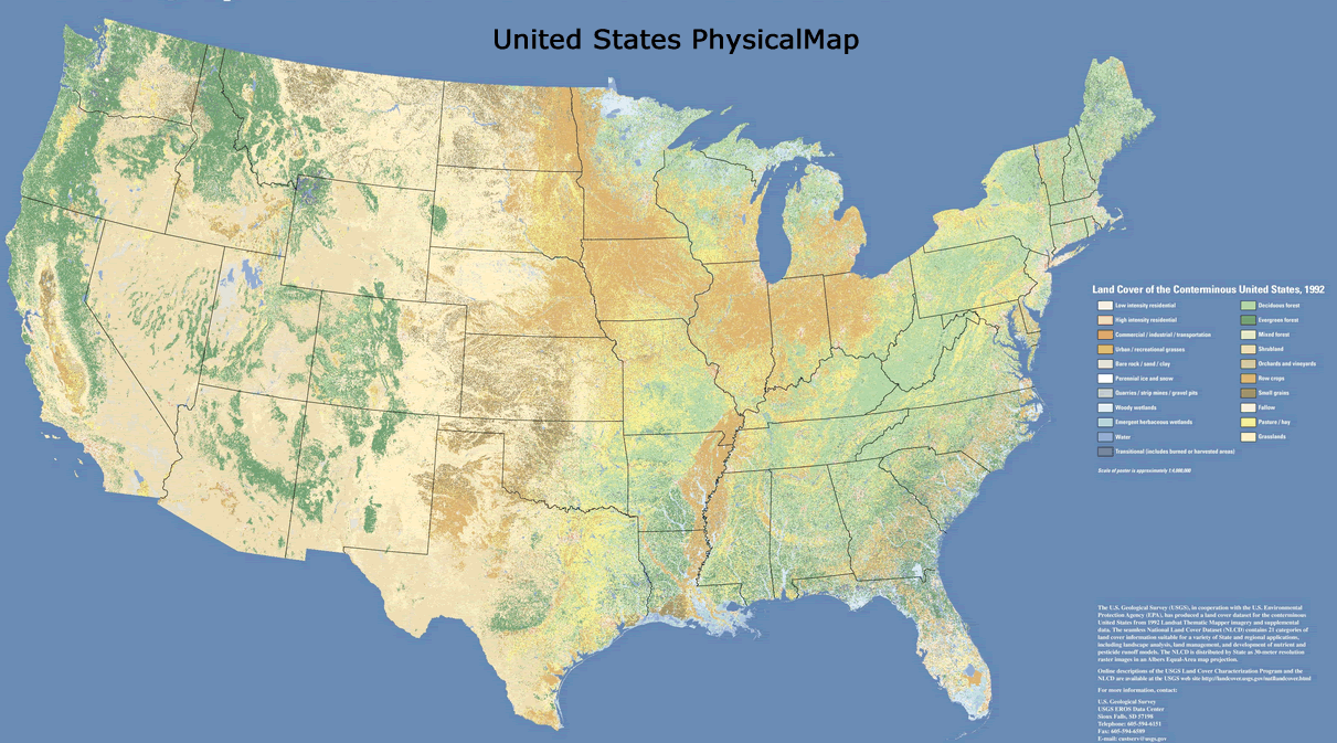 Vereinigte Staaten karte physikalisch
