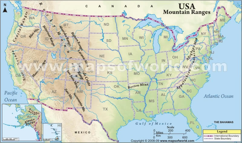 Vereinigte Staaten berg karte