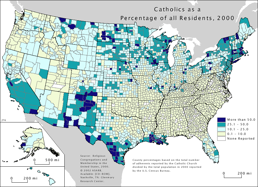 Vereinigte Staaten catholic karte