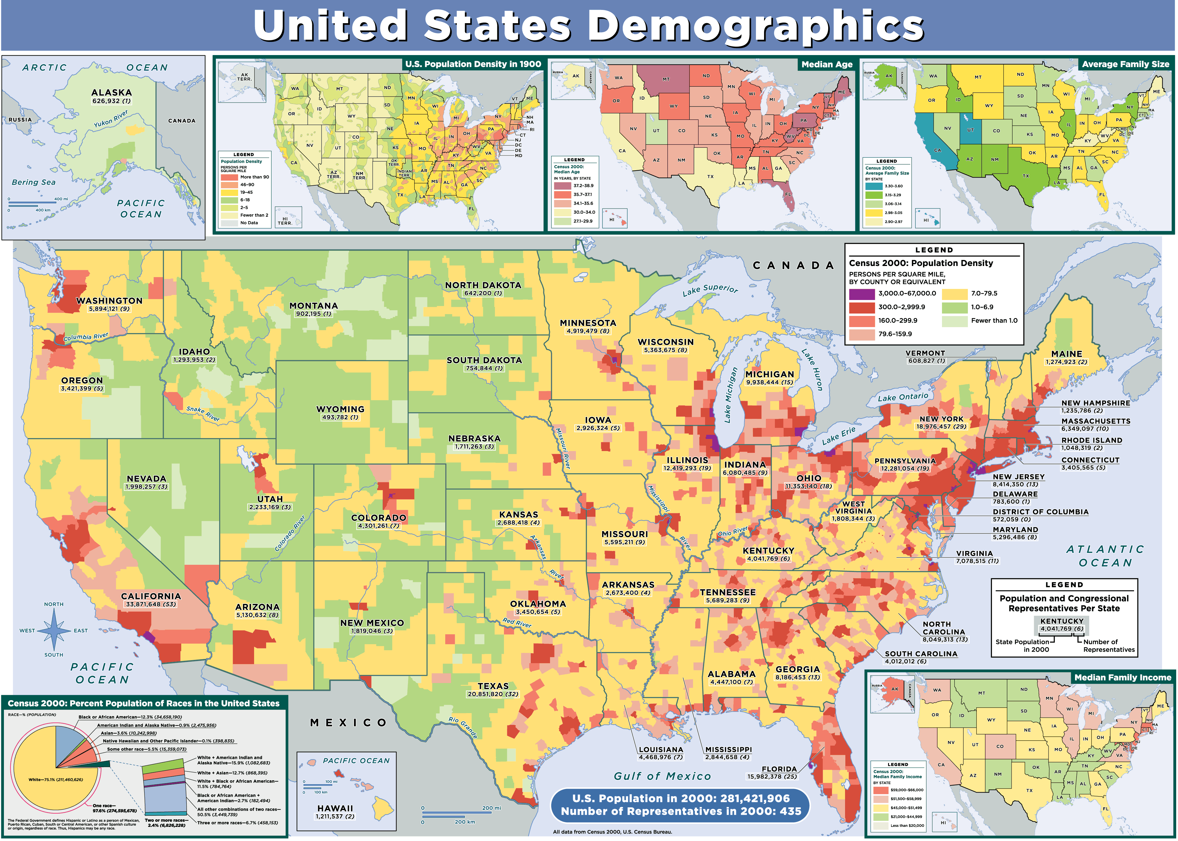 Vereinigte Staaten demographie karte 2000