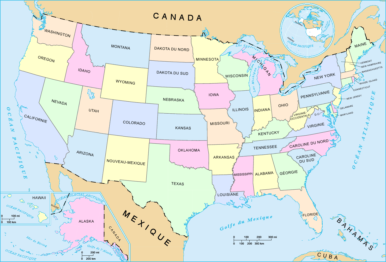 Vereinigte Staaten karte im french