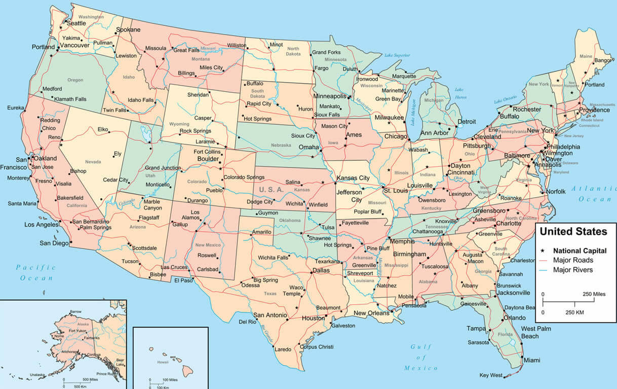 Vereinigte Staaten stadte karte