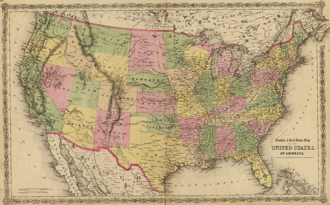 Vereinigte Staaten von amerika historisch karte