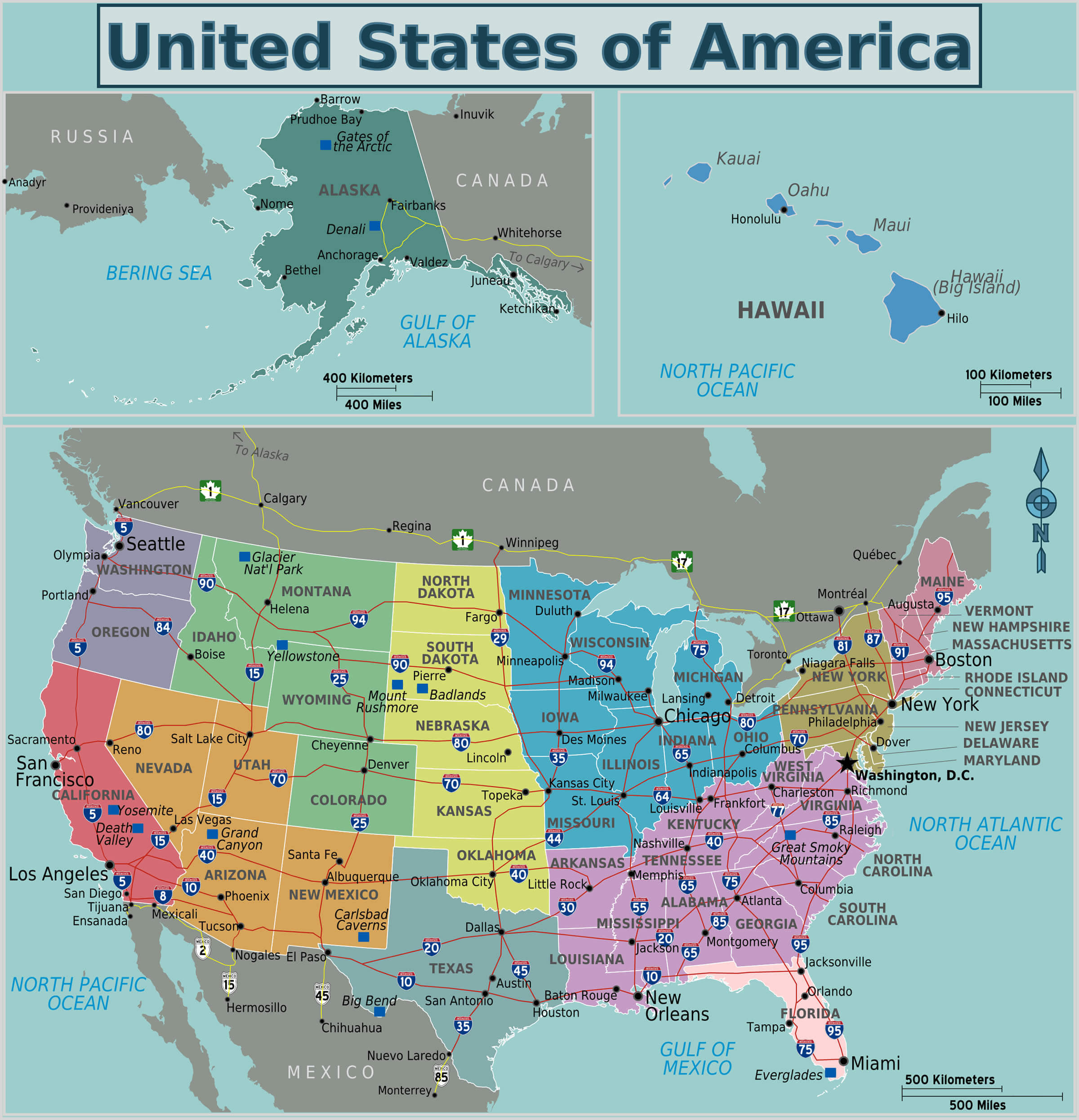 Vereinigte Staaten von amerika staats karte