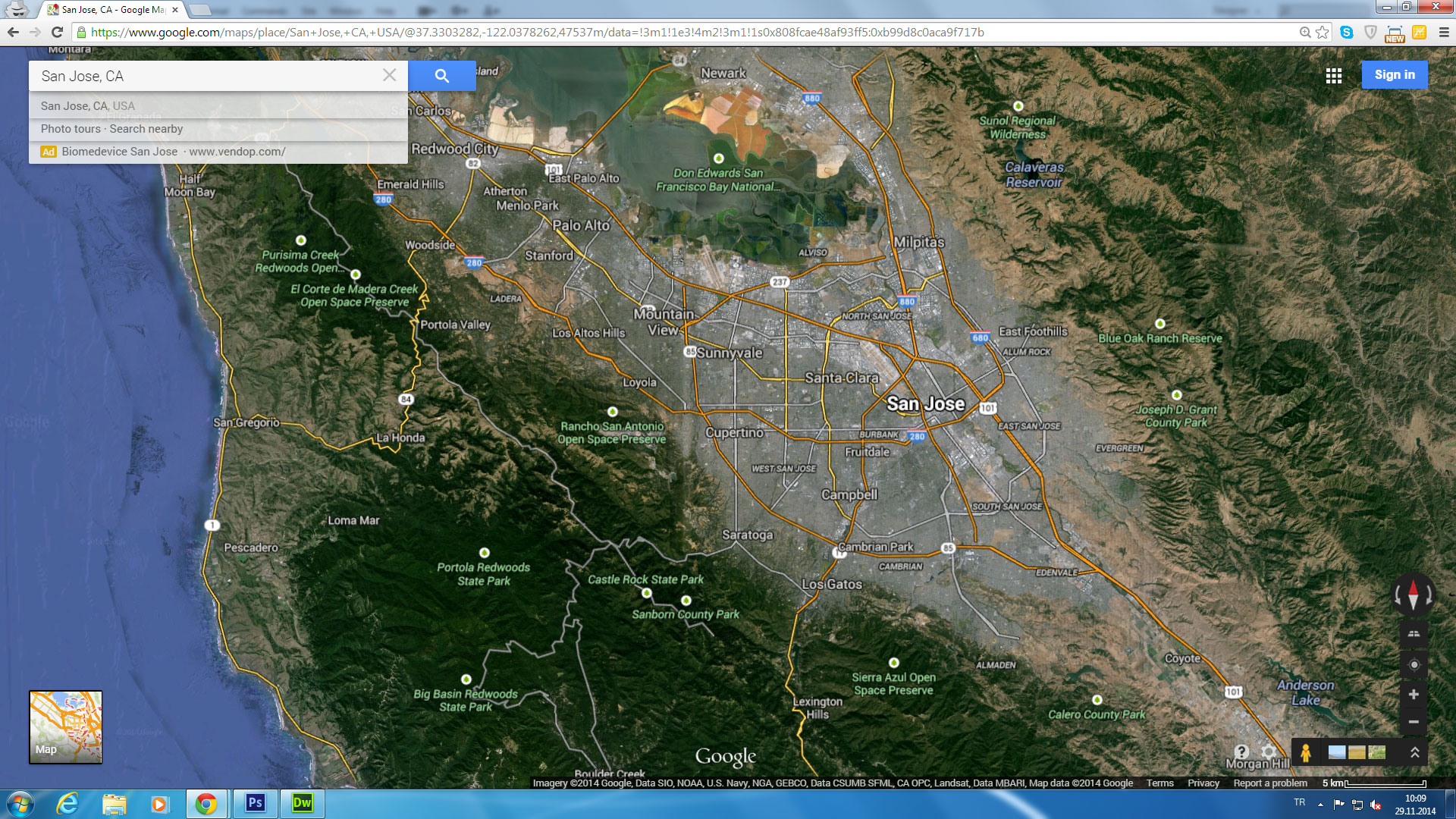 san jose karte california us satellit